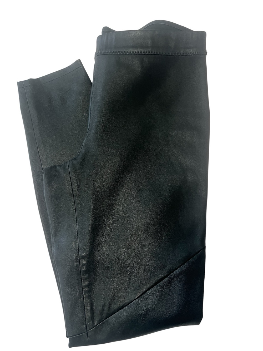 Elie Tahari Black Genuine Lamb Leather Ponte Leggings Sm